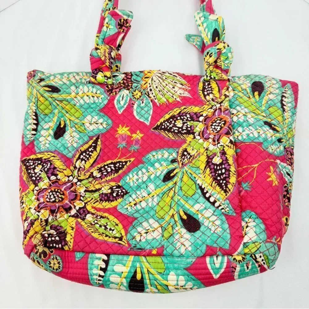 Vera Bradley Hadley Pink Rumba Print Colorful Floral Soft Quilted Shoulder Bag